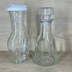 2 Vintage Good Seasons Salad Dressing Glass Cruet Bottles Shakers w/ Lids